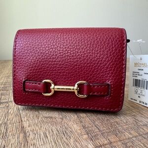 NWT Michael Kors Carson‎ Small Flap Leather Wallet – Red